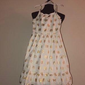 Crazy 8s gold and cream Elephant print dress